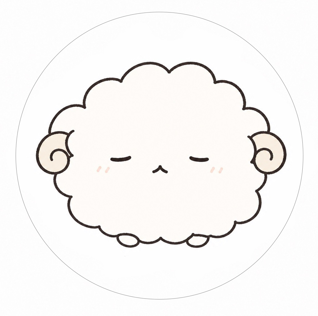 手作りのひつじキャラクターステッカー